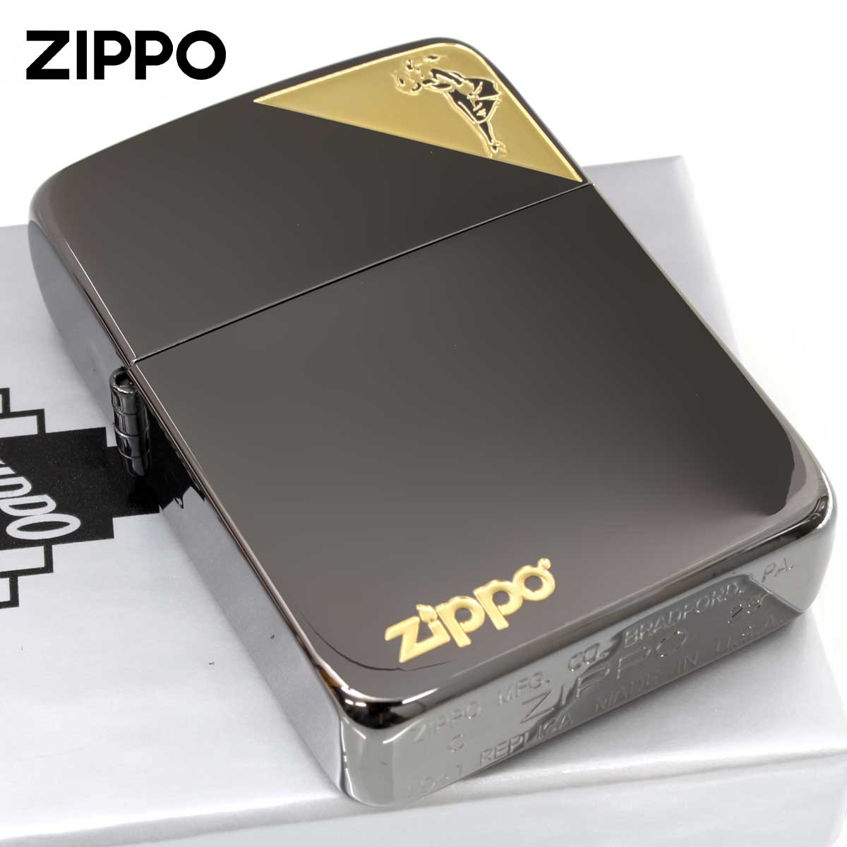 Zippo ジッポー 1941レプリカ WINDY ウインディ ブラック ゴールド 1941BK-ZWINDY
