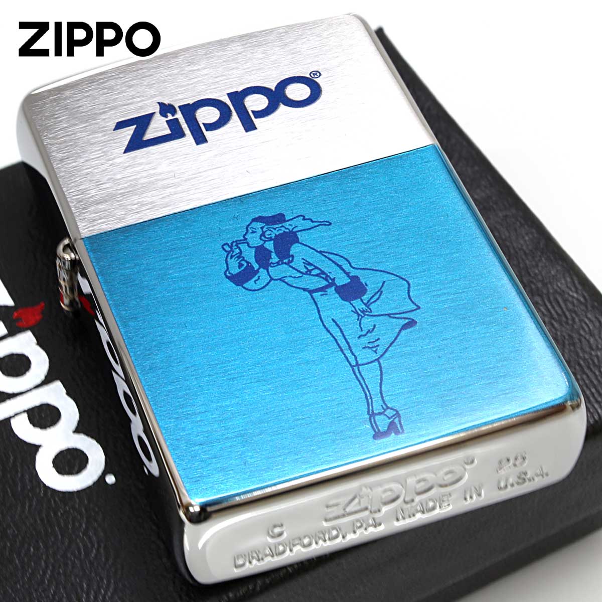 Zippo ジッポー WINDY ZIPPO LOGO ウインディ ジッポ ロゴ ブルー 200-ZWINDYBL メール便可