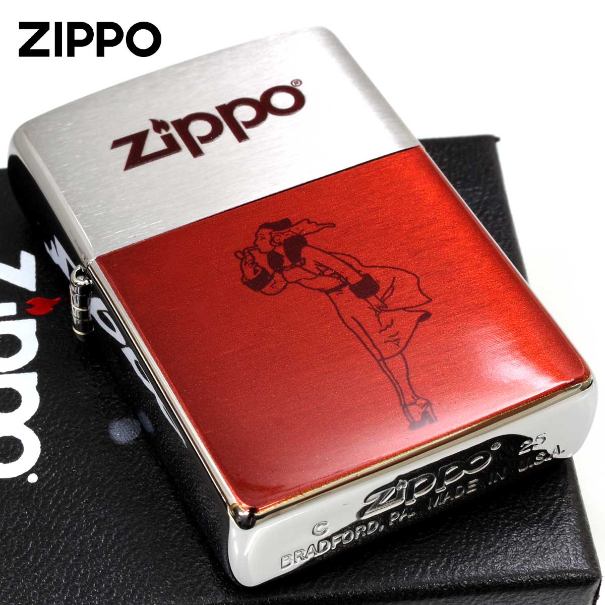 Zippo ジッポー WINDY ZIPPO LOGO ウインディ ジッポ ロゴ レッド 200-ZWINDYRED メール便可