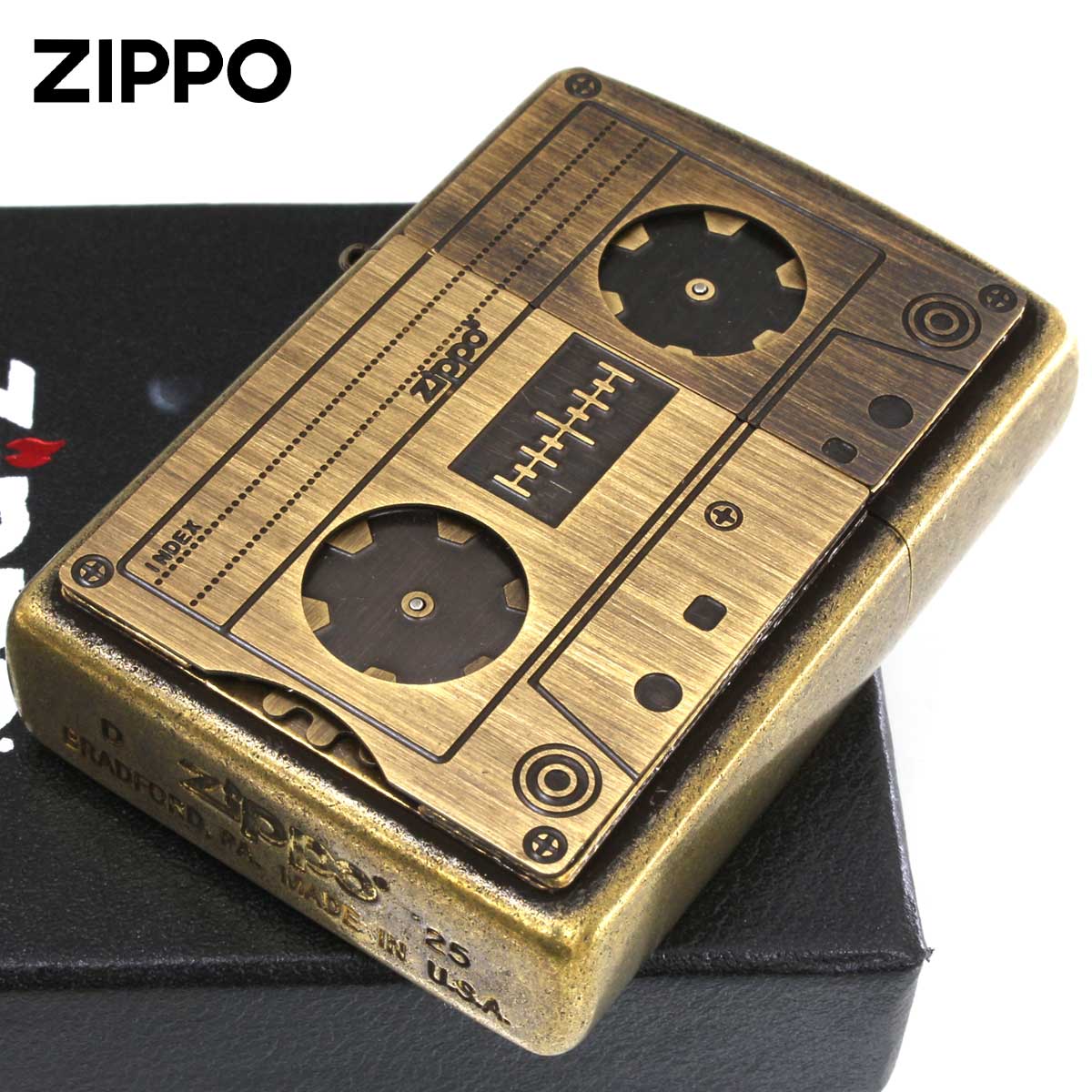 Zippo ジッポー CASSETTE TAPE カセットテープ 真鍮 昭和 レトロ 2BBM-CT