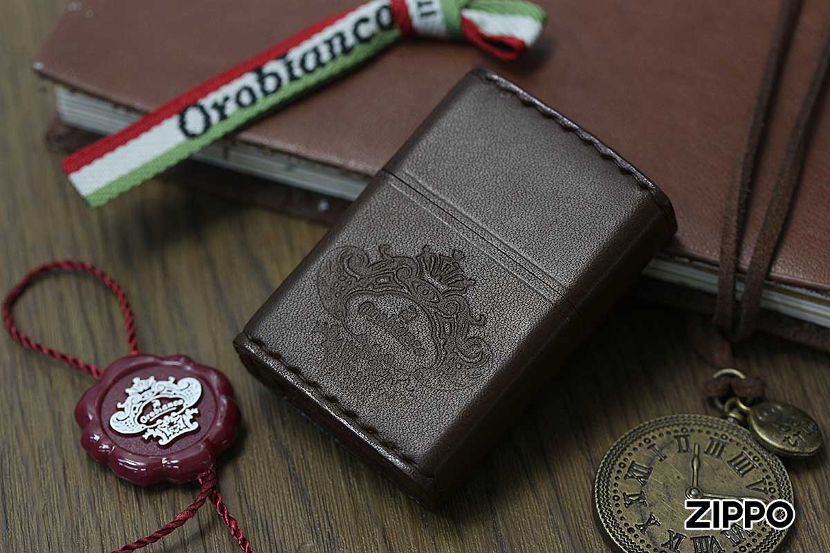 Zippo ジッポー オロビアンコ 本牛革 手縫い ブラウン Orobianco オフィシャルライセンス品 ORZ-001 BR
