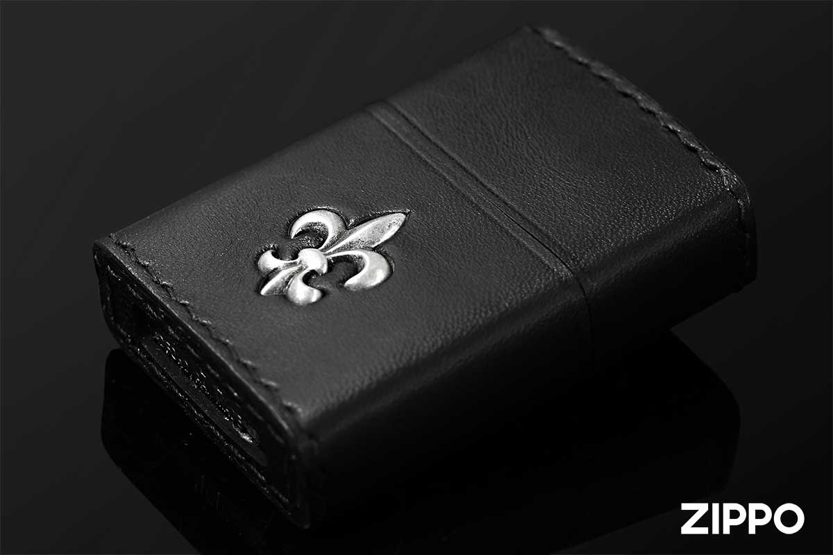 Zippo ジッポー 牛革巻き ブラック ユリ 2YM-3BK｜Zippo専門店