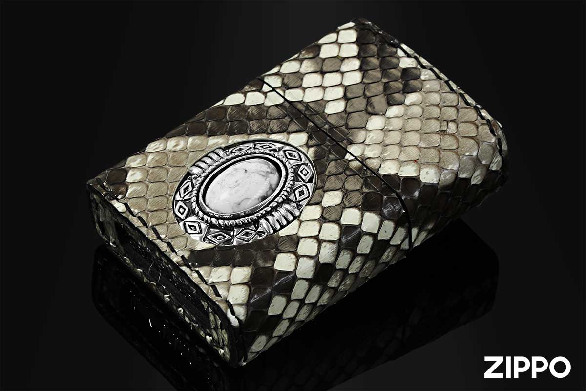 Zippo ジッポー 限定50個生産 Animal Skin Leather 本革パイソンレザー Howlite ハウライト