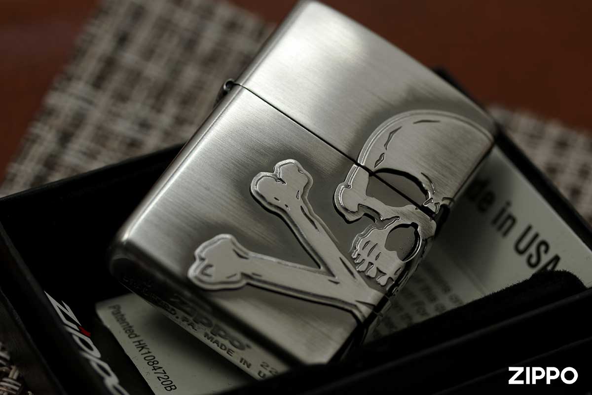 Zippo ジッポー SKULL Metal Nickel Atique Finish スカルメタル ニッケル古美 2NI-SKULL