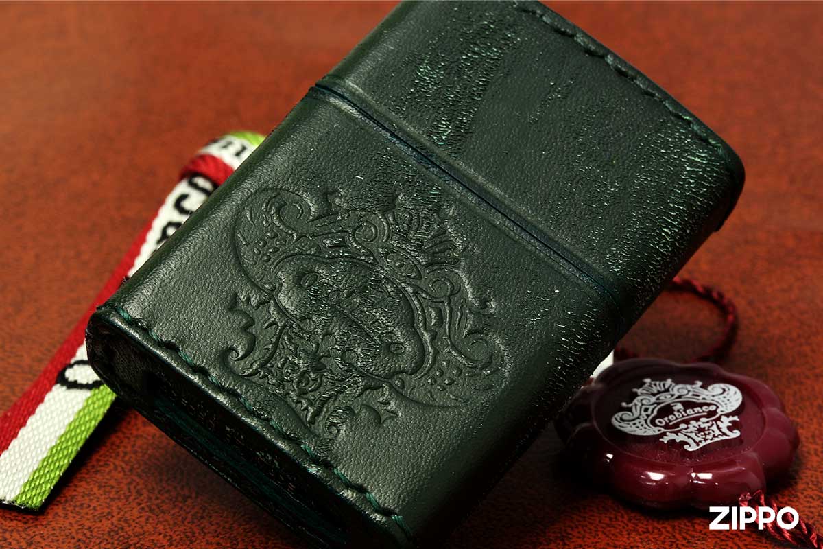 Zippo ジッポー オロビアンコ 本牛革 手縫い ダメージグリーン Orobianco  オフィシャルライセンス品 ORZ-001 GR