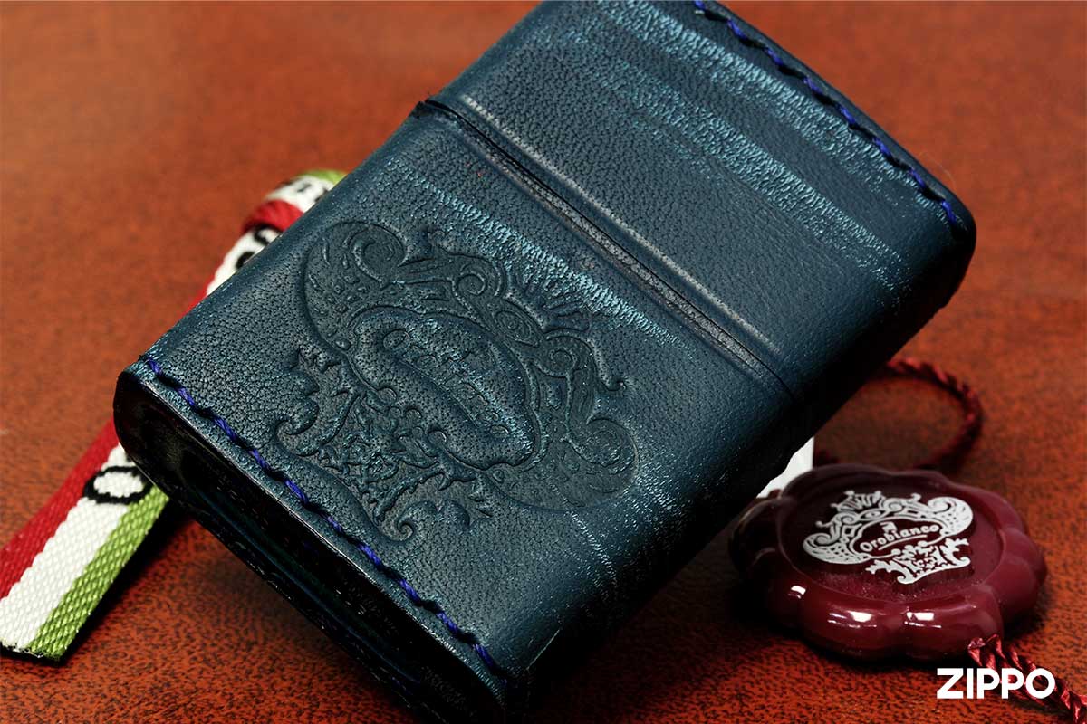 Zippo ジッポー オロビアンコ 本牛革 手縫い ダメージネイビー Orobianco  オフィシャルライセンス品 ORZ-001 NV
