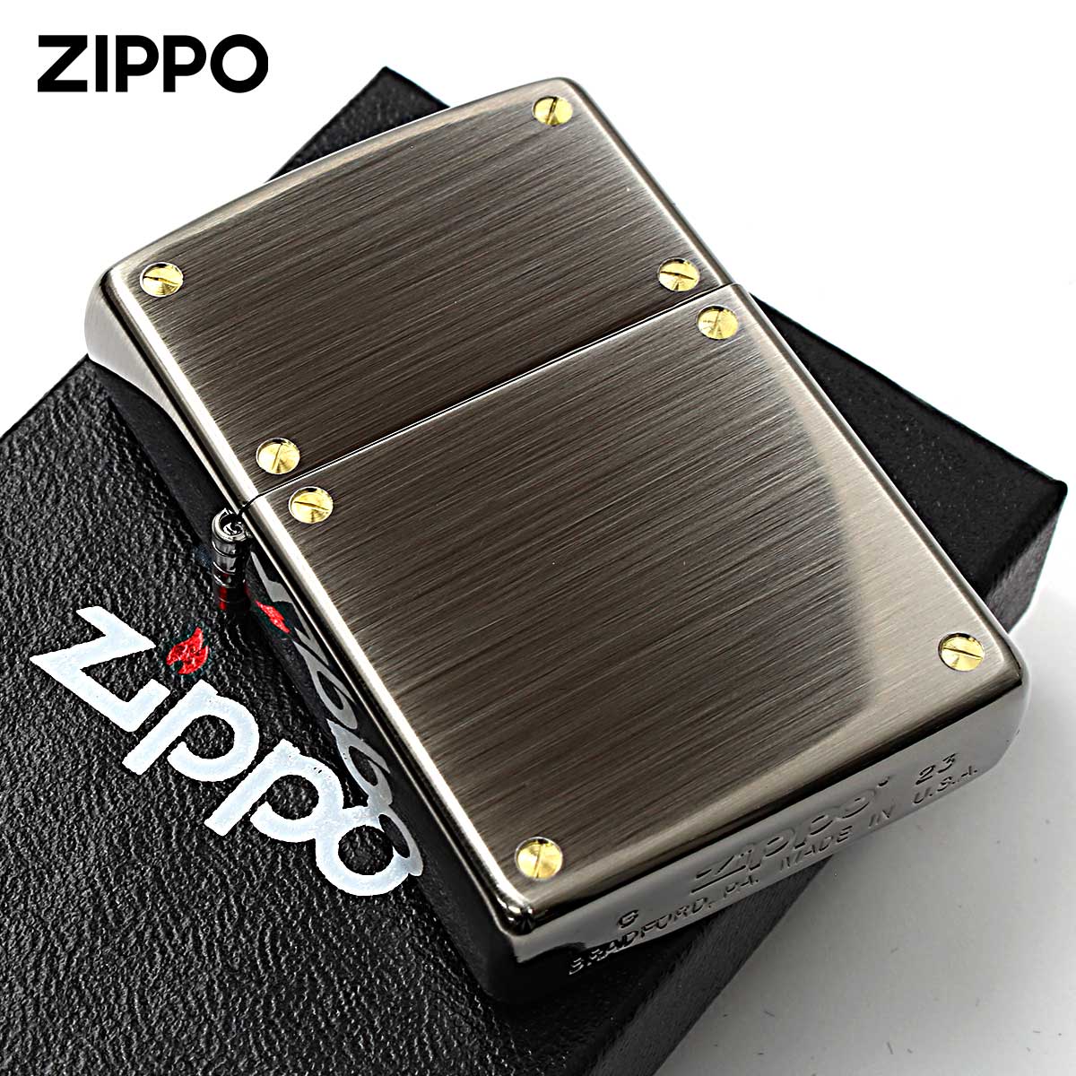 Zippo ジッポー スクリュー 無地 両面加工 ブラックニッケル SCREW 2BN メール便可