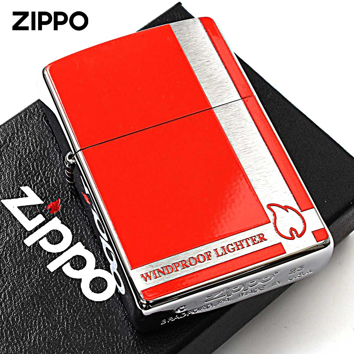 Zippo ジッポー 炎 アイコンフレーム クラシカルデザイン レッド FIRE CLASSICAL DESIGN 200CD-F メール便可
