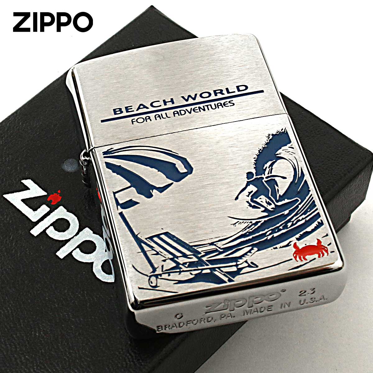 Zippo ジッポー サーフィン 趣味の世界 ホビー ワールド HOBBY WORLD アウトドア 200DC-BW メール便可