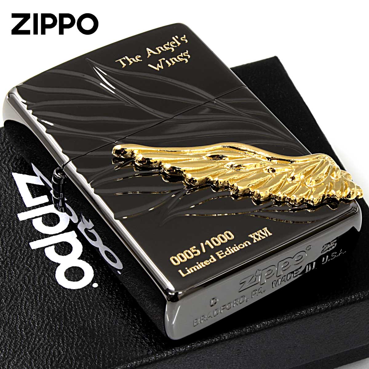 Zippo ジッポー 限定1,000個 2026年モデル The Angel's Wings エンジェル ウイング メタル ブラックニッケル PAW-2026BNG