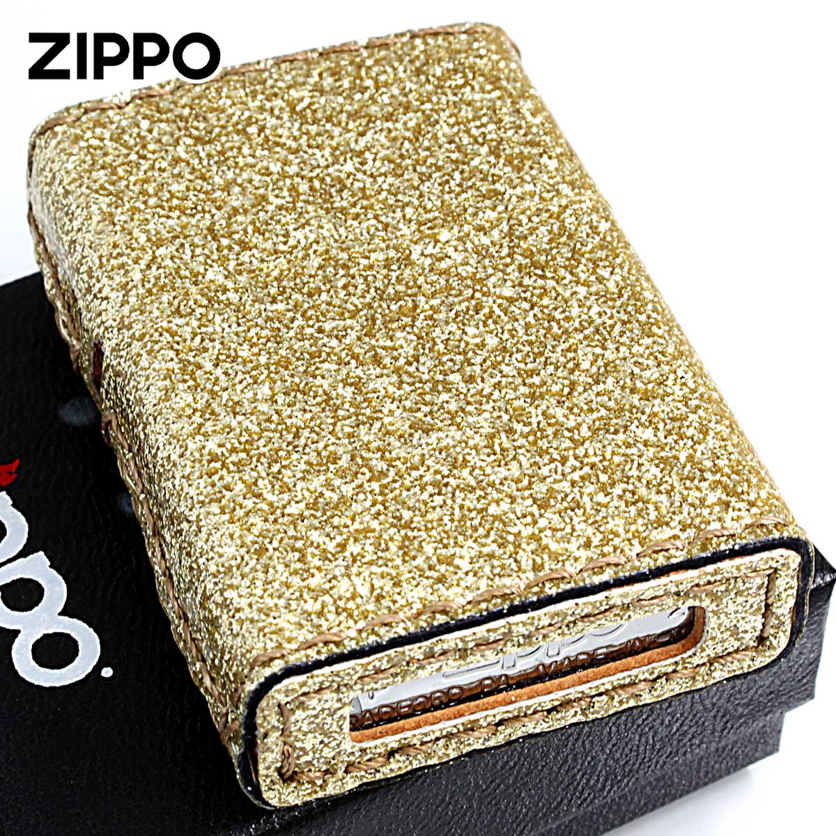 Zippo ジッポー Glitter グリッター ラメ 合皮巻き ZGL-ゴールド メール便可