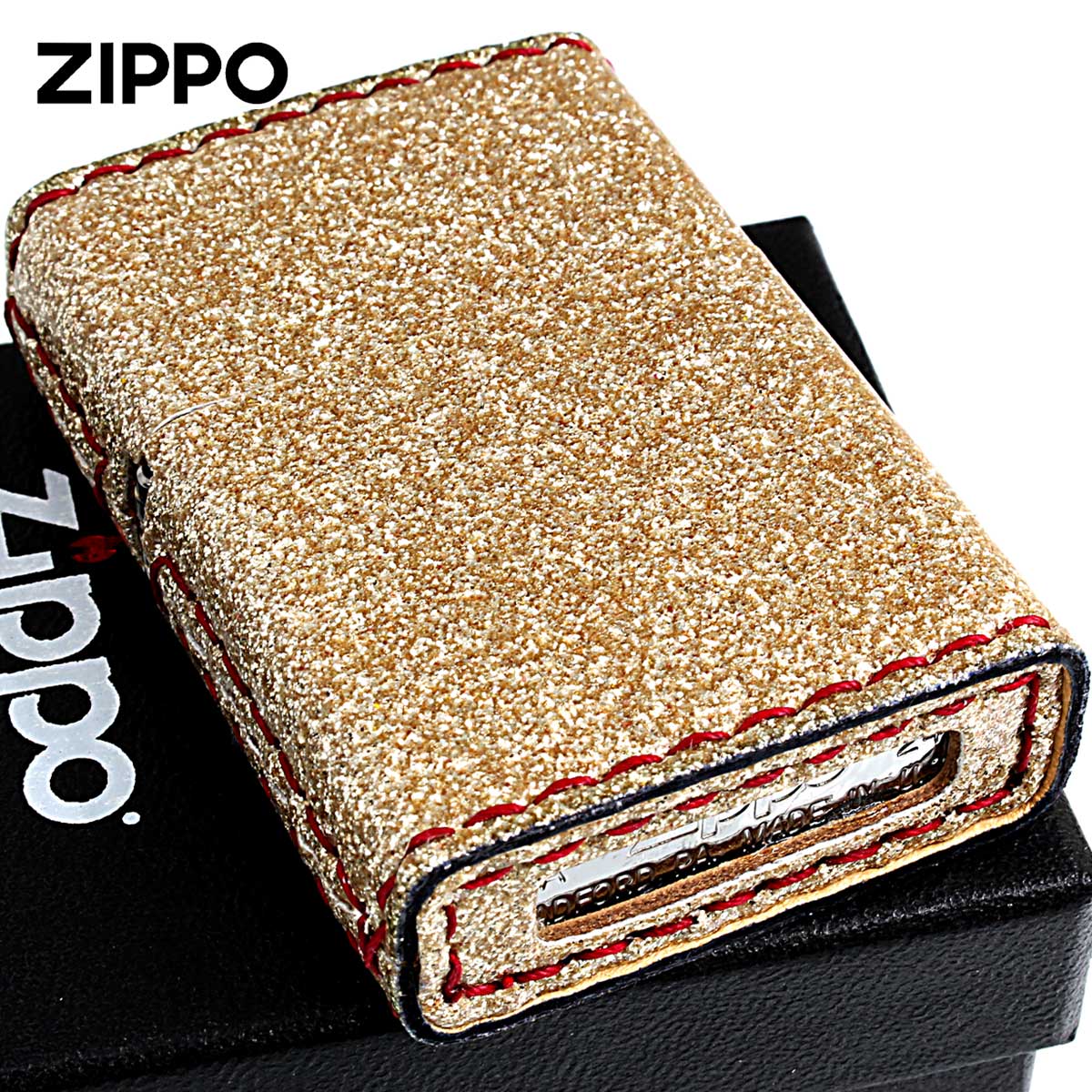 Zippo ジッポー Glitter グリッター ラメ 合皮巻き ZGL-シャンパンGD メール便可