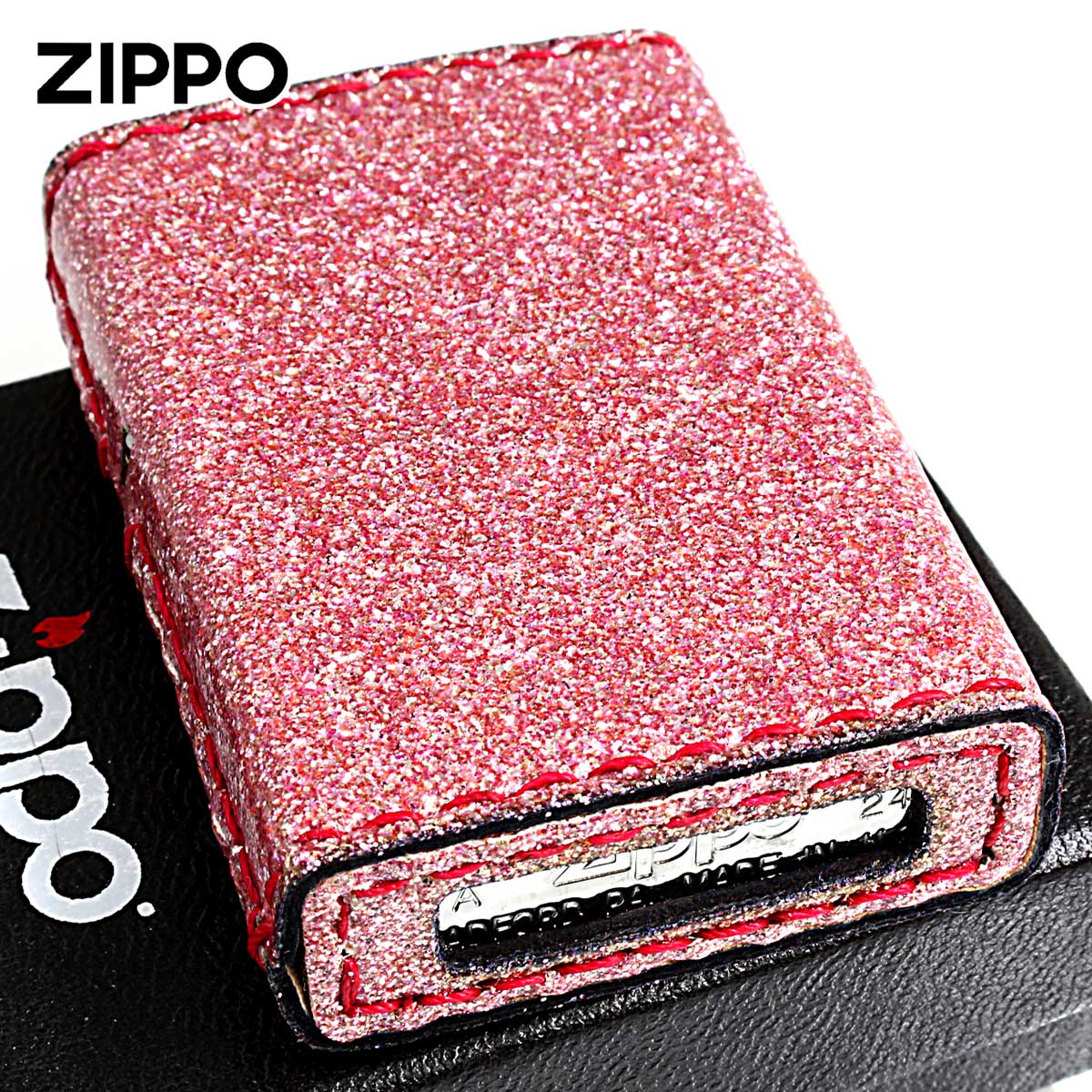 Zippo ジッポー Glitter グリッター ラメ 合皮巻き ZGL-ピンク メール便可