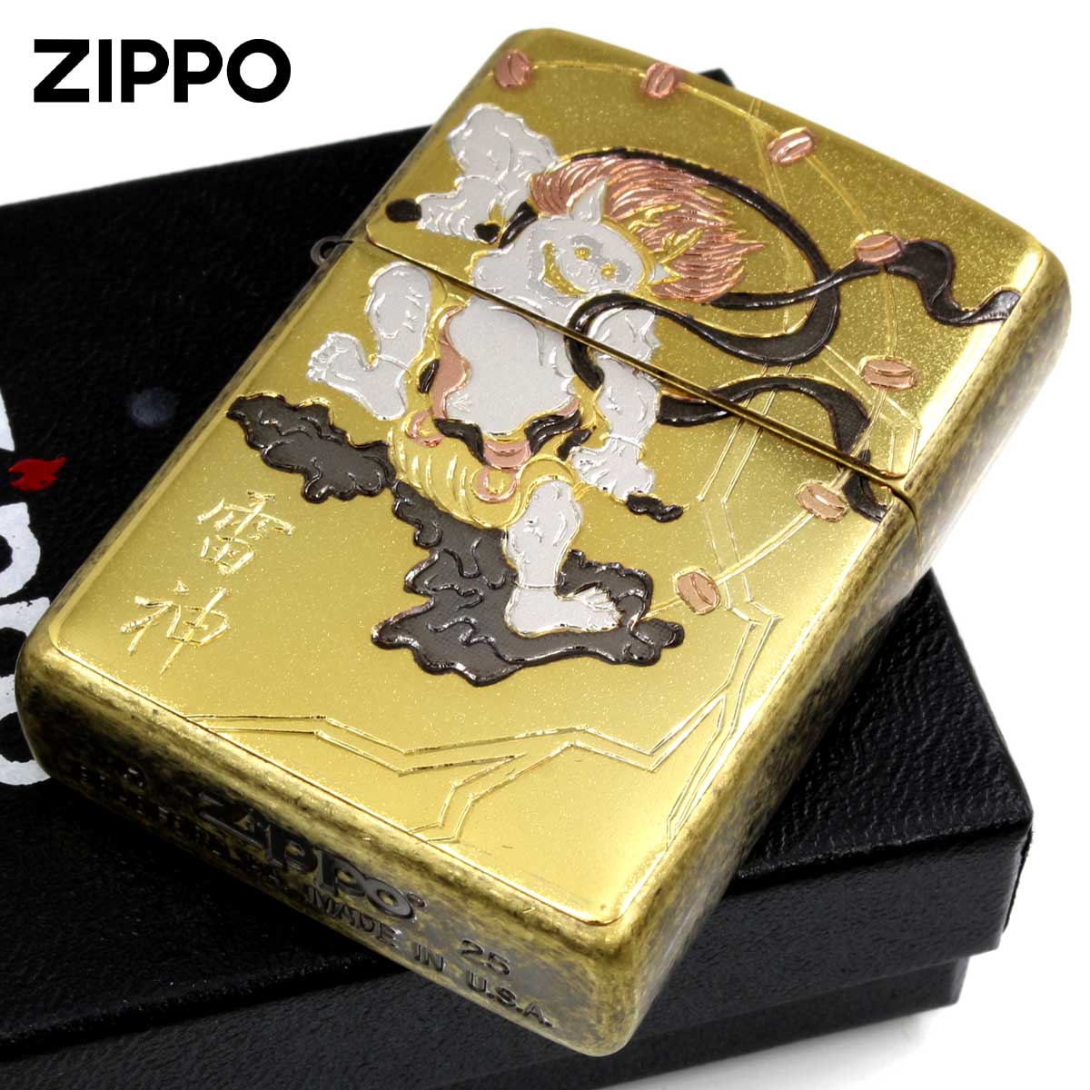 Zippo ジッポー 電鋳板 プレート貼り 和柄 伝統工芸 雷神
