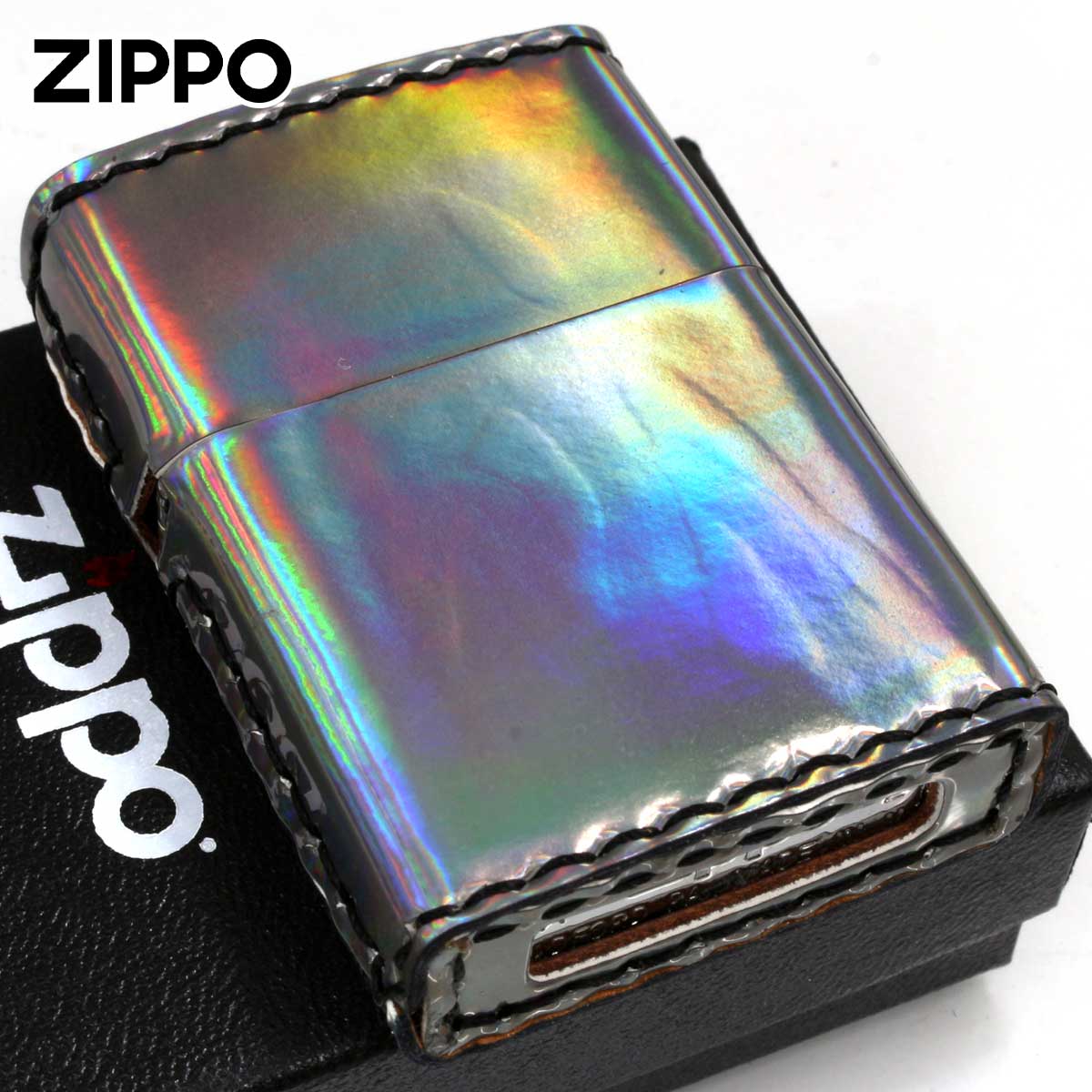 Zippo ジッポー Aurora color オーロラカラー 合皮巻き ZAU-スチール