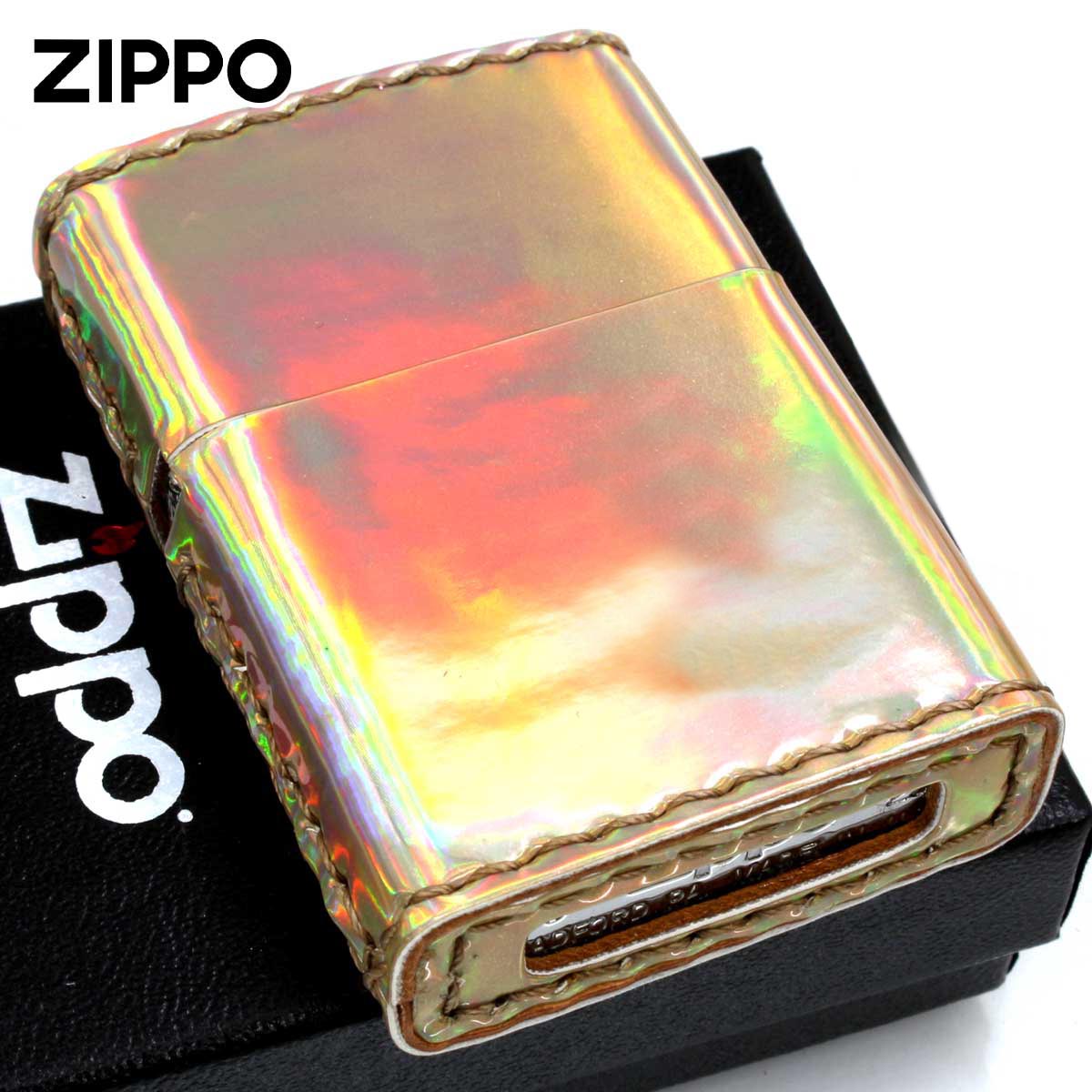 Zippo ジッポー Aurora color オーロラカラー 合皮巻き ZAU-ゴールド