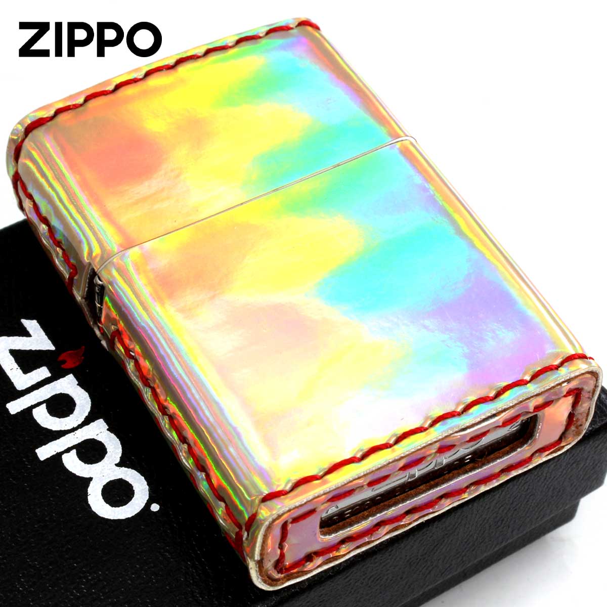 Zippo ジッポー Aurora color オーロラカラー 合皮巻き ZAU-ピンクゴールド