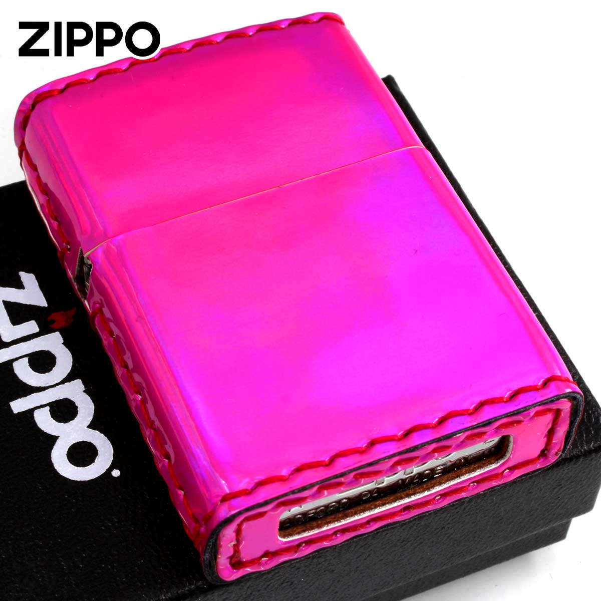 Zippo ジッポー Aurora color オーロラカラー 合皮巻き ZAU-ピンク