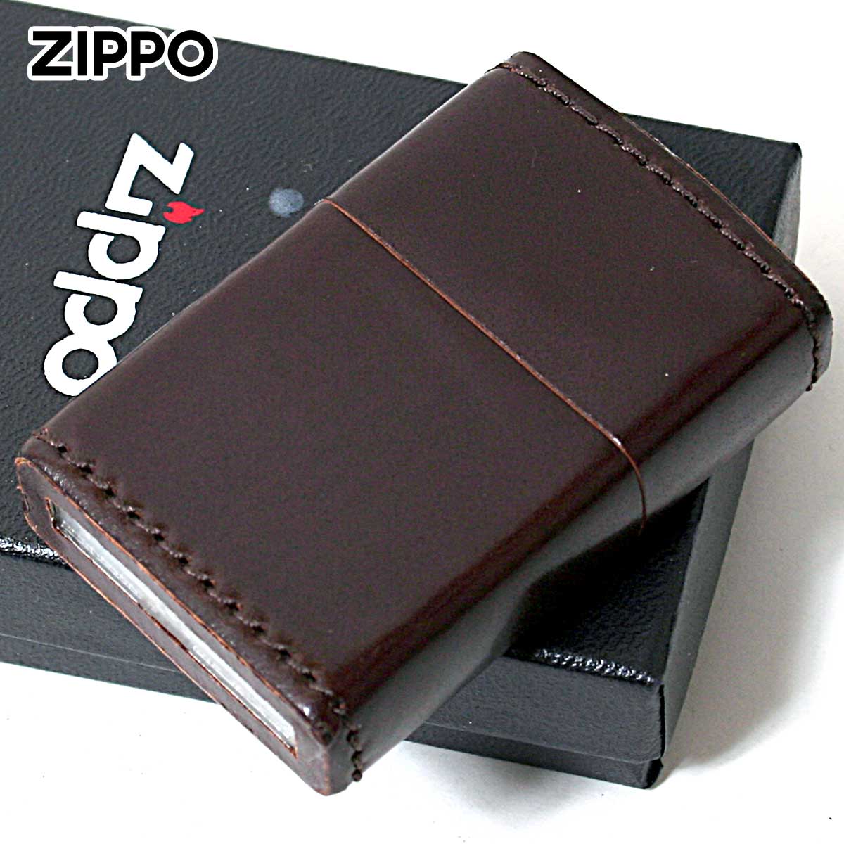 Zippo ジッポー 革巻き 本革 コードバン 馬 ホース 茶 ブラウン