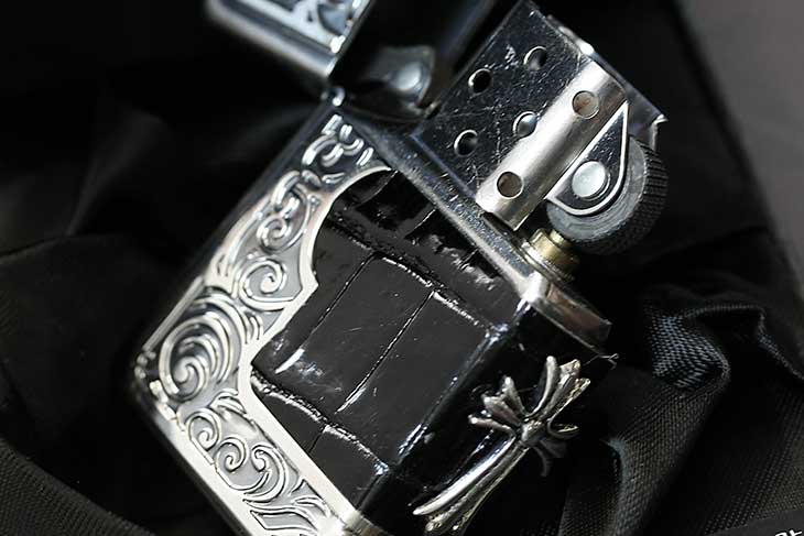 現品限り Zippo ジッポー ライター フレーム クロコダイル メタル クロス 