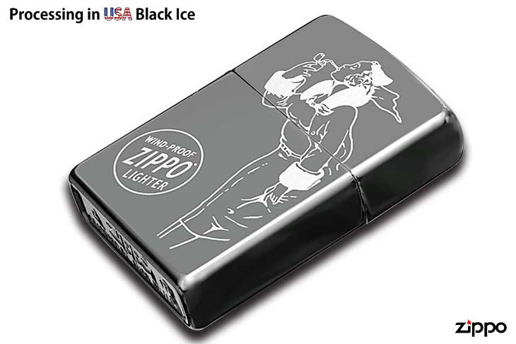 Zippo ジッポー Processing in USA Black Ice ブラックアイス Windy ウィンディ1