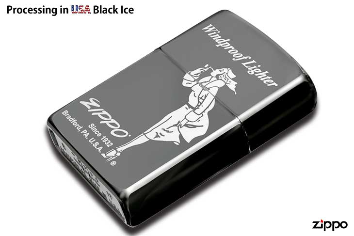 Zippo ジッポー Processing in USA Black Ice ブラックアイス Windy ウィンディ2