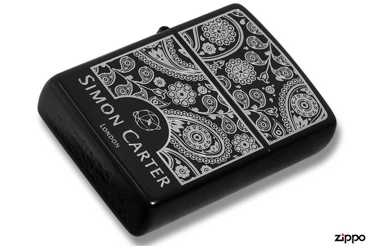 Zippo ジッポー サイモンカーター ペイズリーフレーム イオンブラック ニッケル Simon Carter LONDON オフィシャルライセンス品 ZP SCP-038