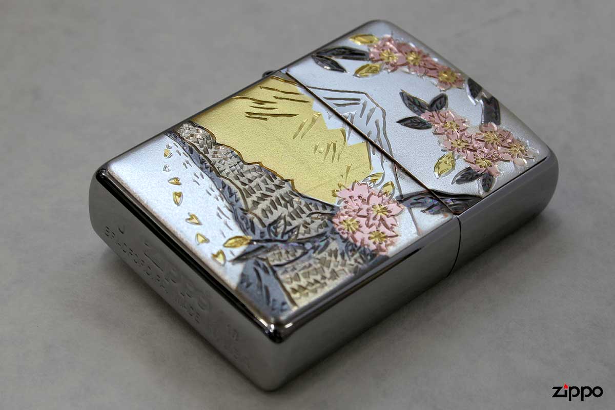 Zippo ジッポー 電鋳板 Electroforming 富士桜 FUJI SAKURA メール便可