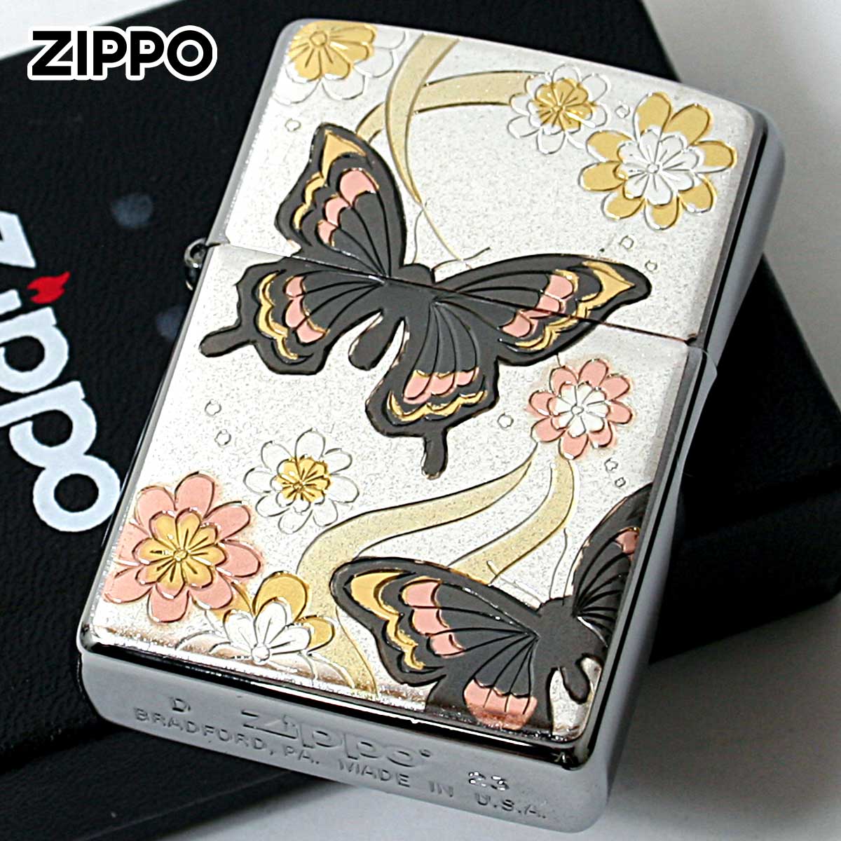 Zippo ジッポー 電鋳板 プレート貼り 和柄 伝統工芸 蝶