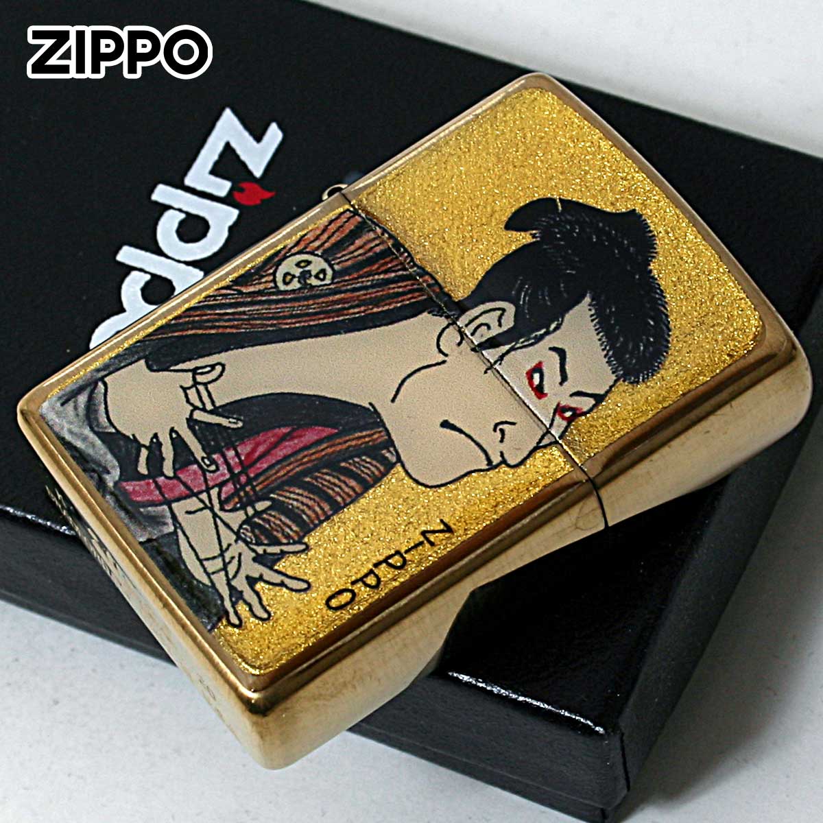 シェル Zippo ジッポライター 浮世絵 三美人 金箔エポ盛り 江戸