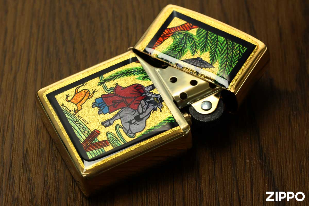 Zippo ジッポー 金箔エポキシ 花札 柳にウィンディ メール便可