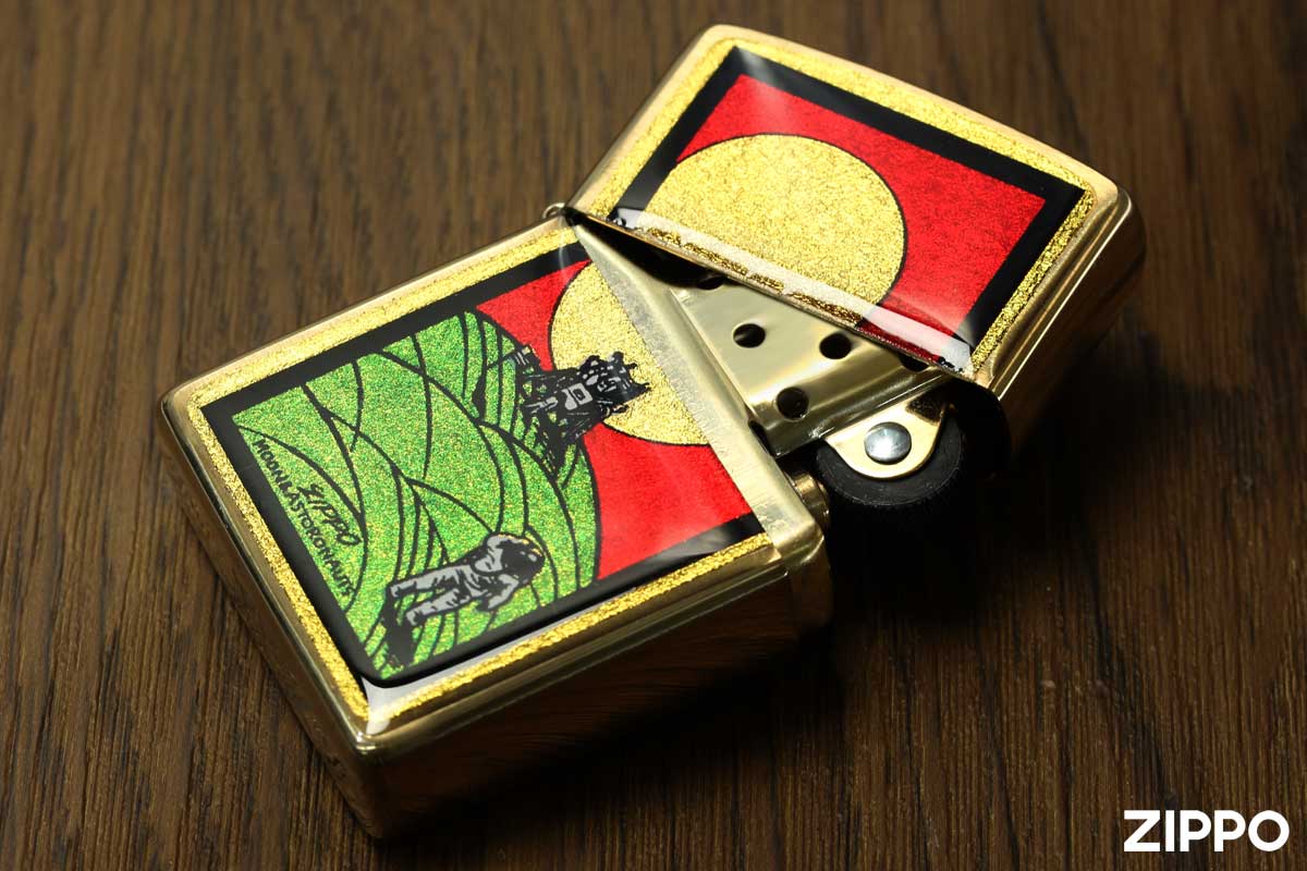 Zippo ジッポー 金箔エポキシ 花札 宇宙飛行士に月 メール便可