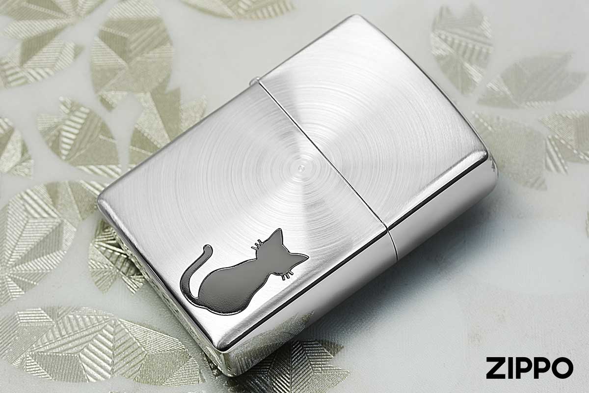 Zippo ジッポー Spindle Cat スピンドルキャット ブラックキャット SV&BK メール便可