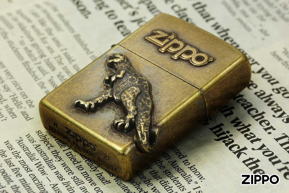 Zippo ジッポー Antique Metal アンティーク メタル ティラノサウルス メール便可