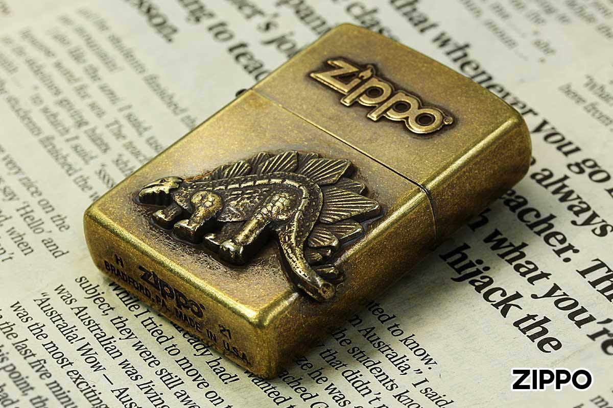 Zippo ジッポー Antique Metal アンティーク メタル ステゴサウルス メール便可
