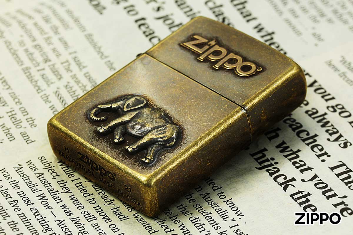 Zippo ジッポー Antique Metal アンティーク メタル ゾウ メール便可