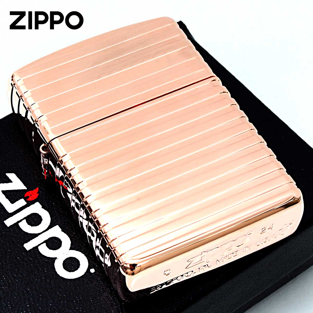 Zippo ジッポー ARMOR アーマー ホリゾンタルストライプ Horizontal Stripe ピンクゴールド PG