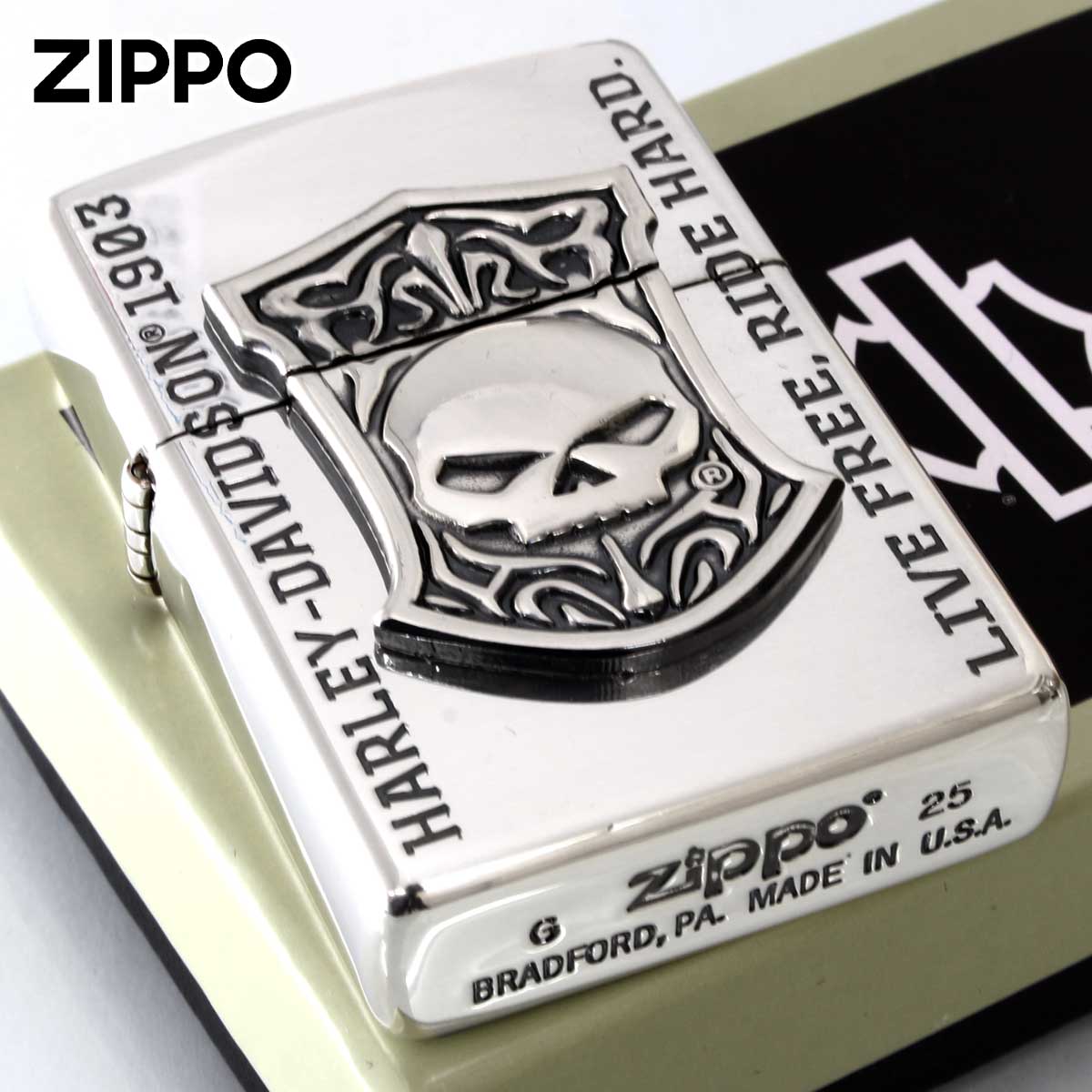 Zippo ジッポー ハーレーダビッドソン バイク 二輪 モーターサイクル Harley Davidson スカル HDP-79