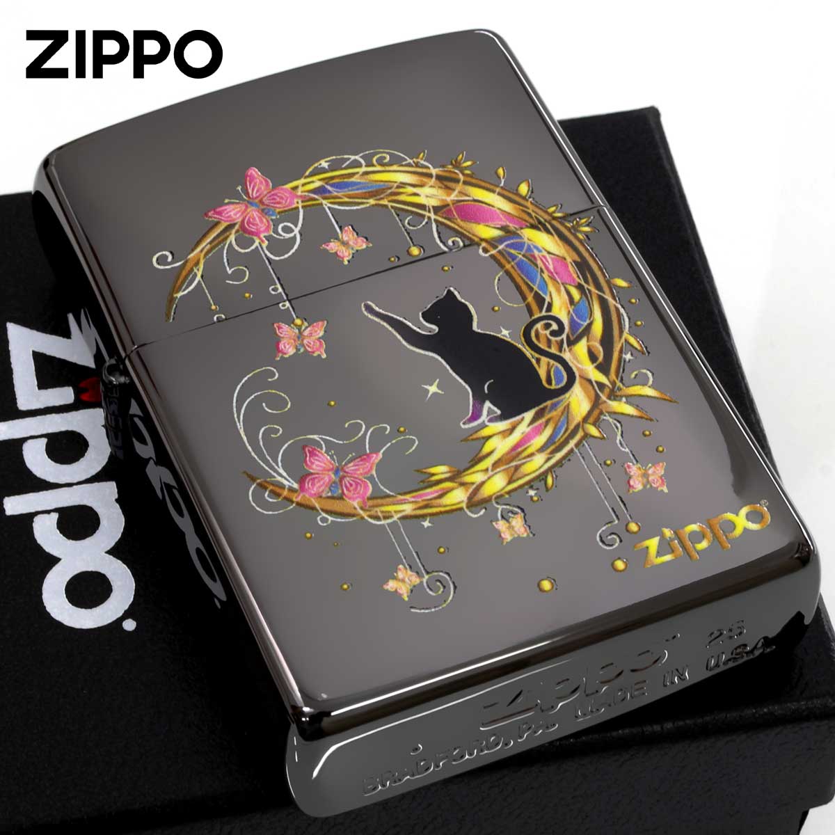 Zippo ジッポー 三日月 クレセントムーン 月とネコ Moon Cat BNI
