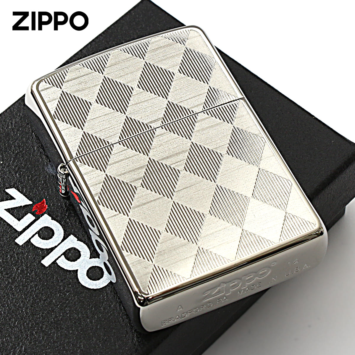Zippo ジッポー アーガイル柄 シルバー チタンコーティング Titanium Coating Series Ti-S-A（B） メール便可