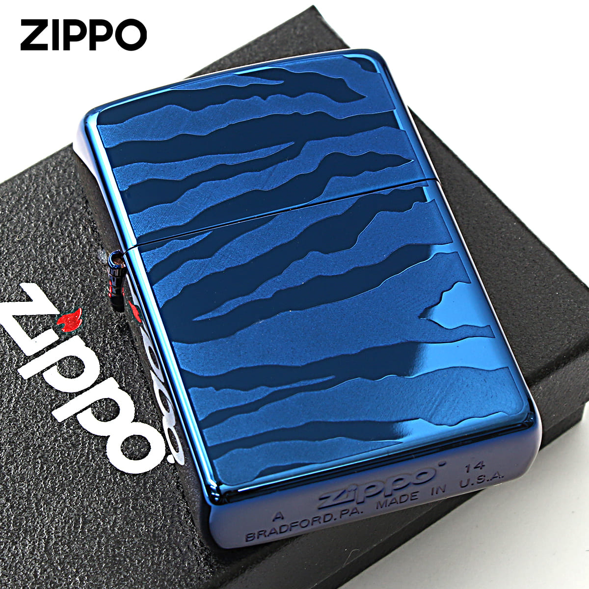 Zippo ジッポー ゼブラ アニマル柄 ブルー チタンコーティング Titanium Coating Series Ti-BL-Z（Ａ） メール便可