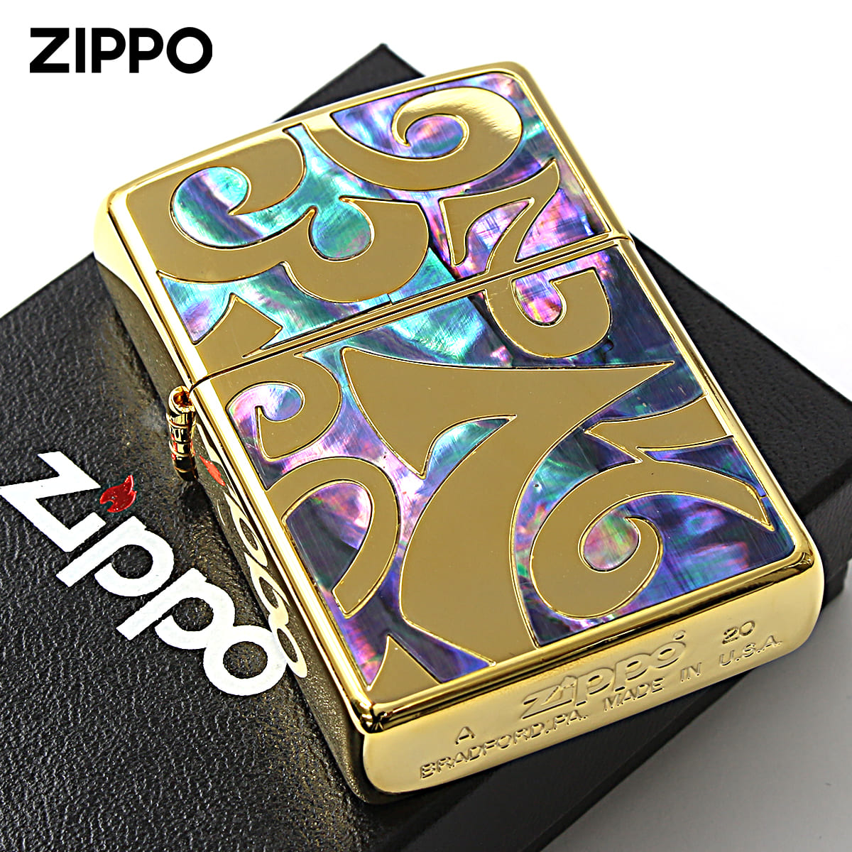 楽天市場】ZIPPO シェルダイアル ゴールド 鏡面 ブルーシェル