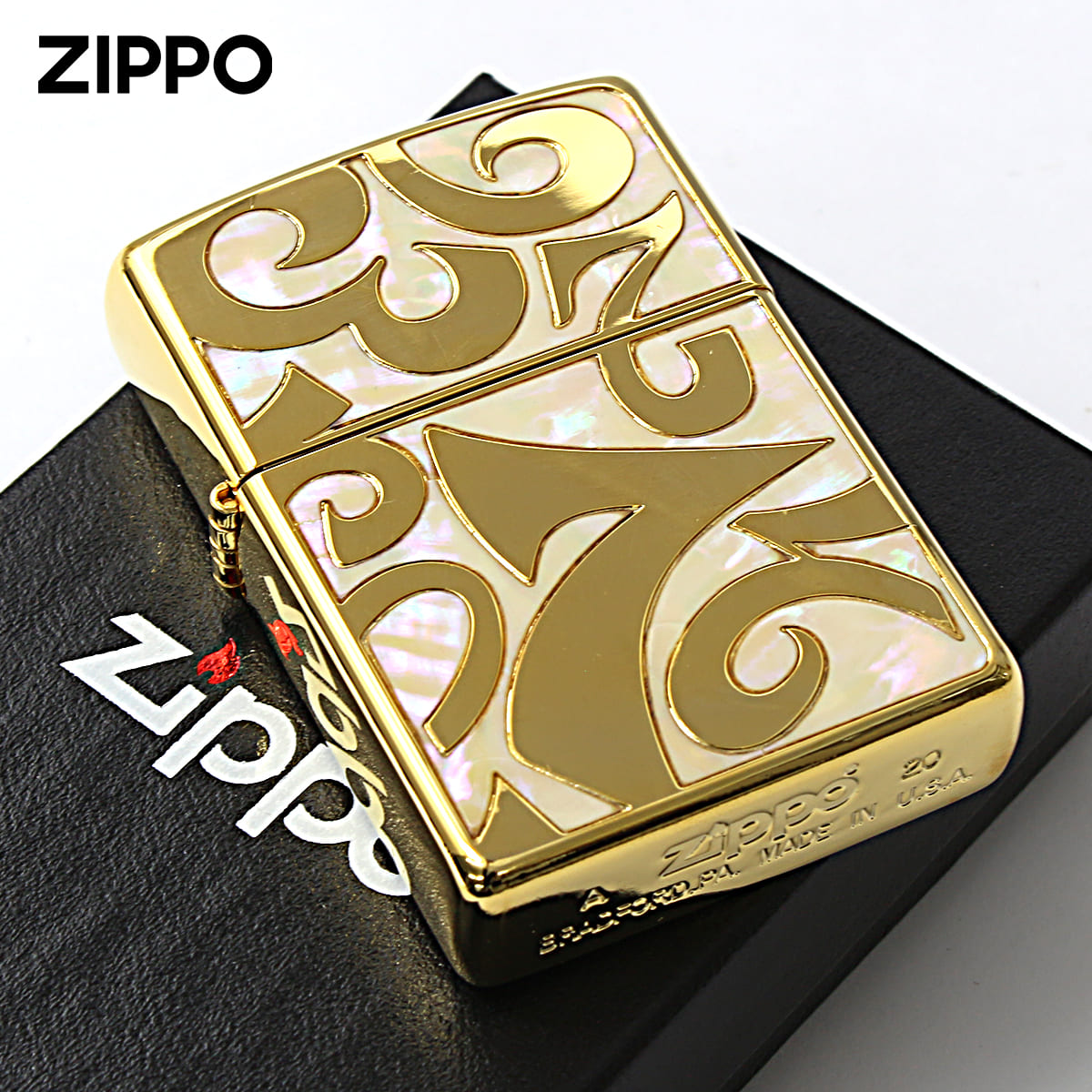 Zippo ジッポー シェル 貝 インレイ 象嵌 ダイアル 数字