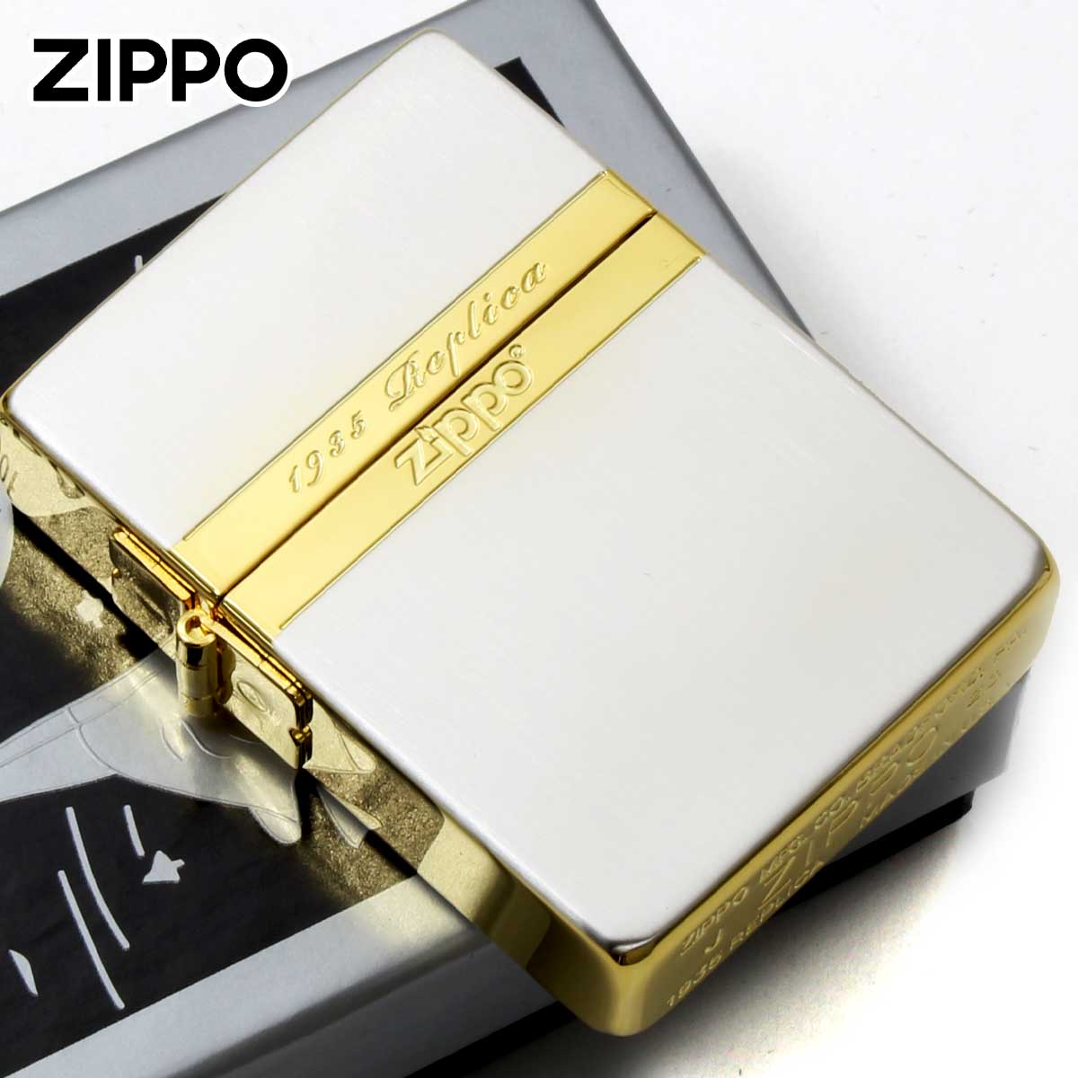 Zippo ジッポー 1935レプリカ ミラーライン 金銀コンビメッキ