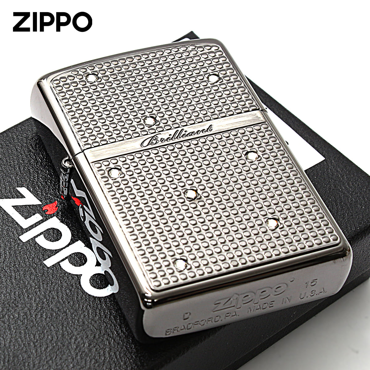 Zippo ジッポー ブリリアント スワロフスキー ブラックニッケル