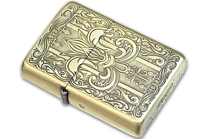 Zippo ジッポー ユリ 王家の紋章 アラベスク 唐草 クラッシック クロス ブラス古美 Classic Yuri B メール便可
