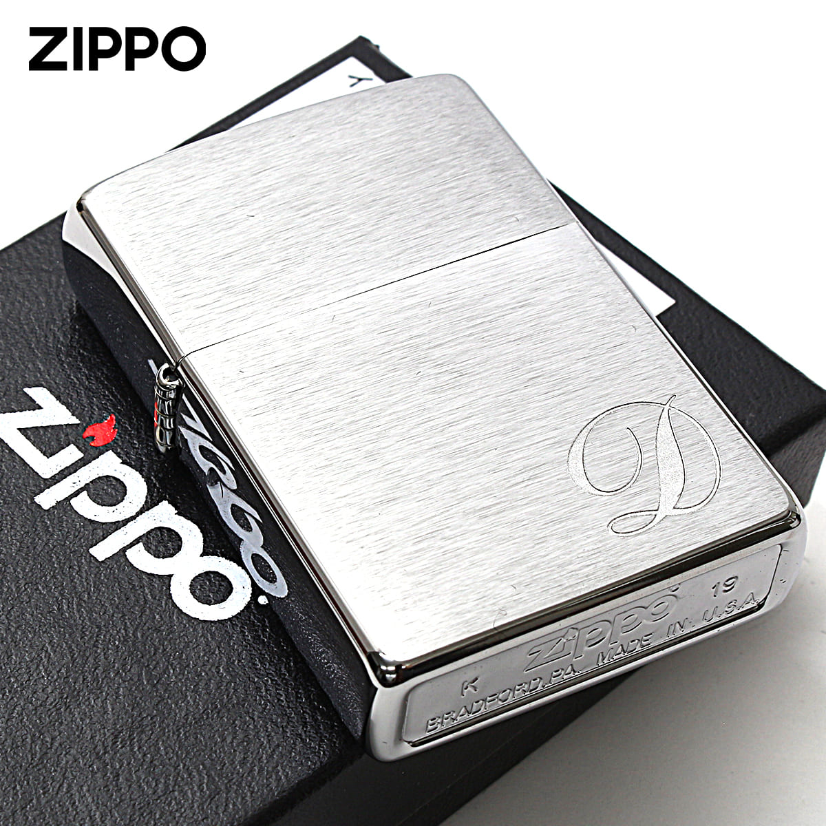 Zippo ジッポー イニシャル アルファベット レーザー US加工 D メール便可