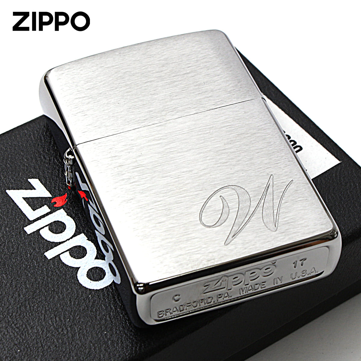Zippo ジッポー イニシャル アルファベット レーザー US加工 W メール便可