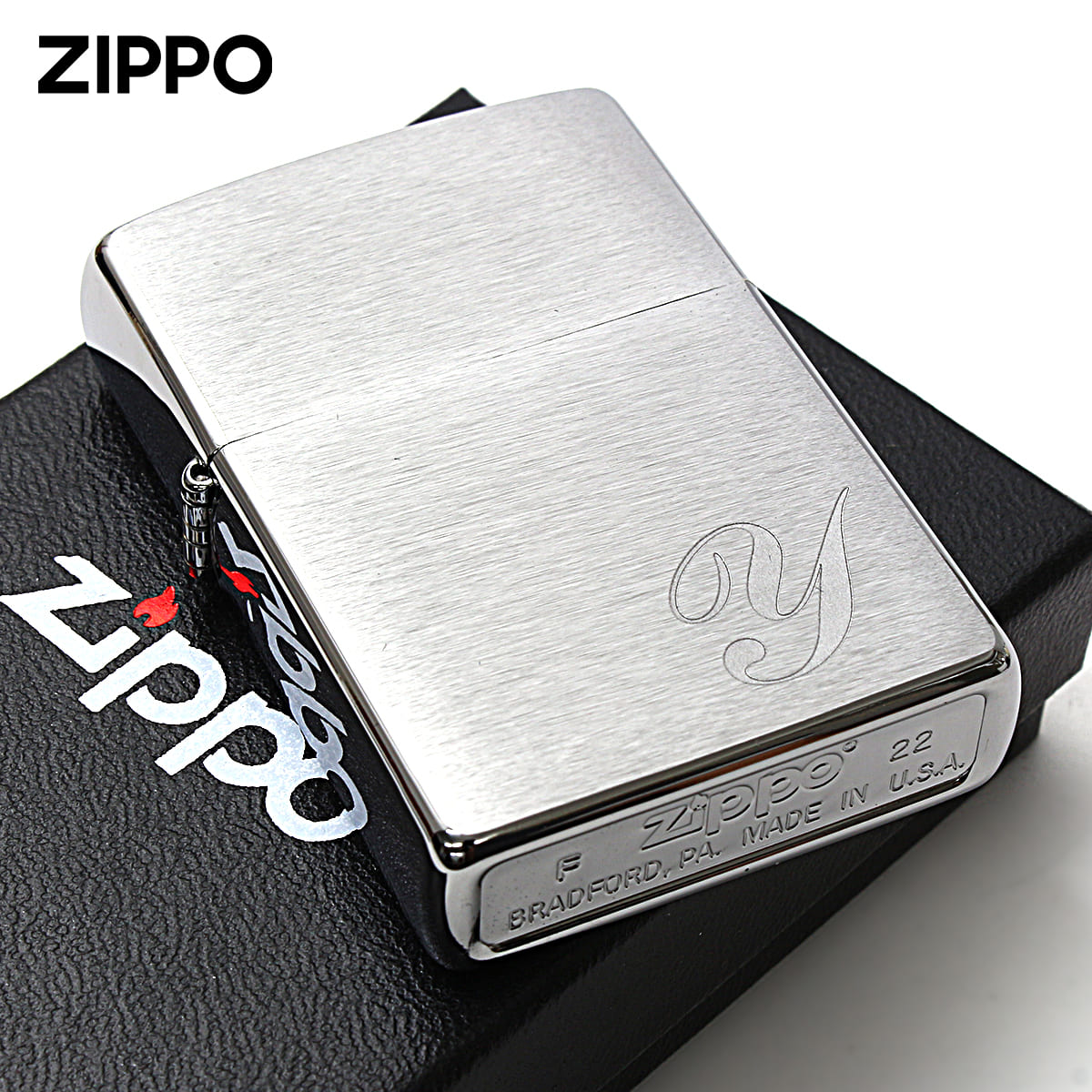 Zippo ジッポー イニシャル アルファベット レーザー US加工 Y メール便可