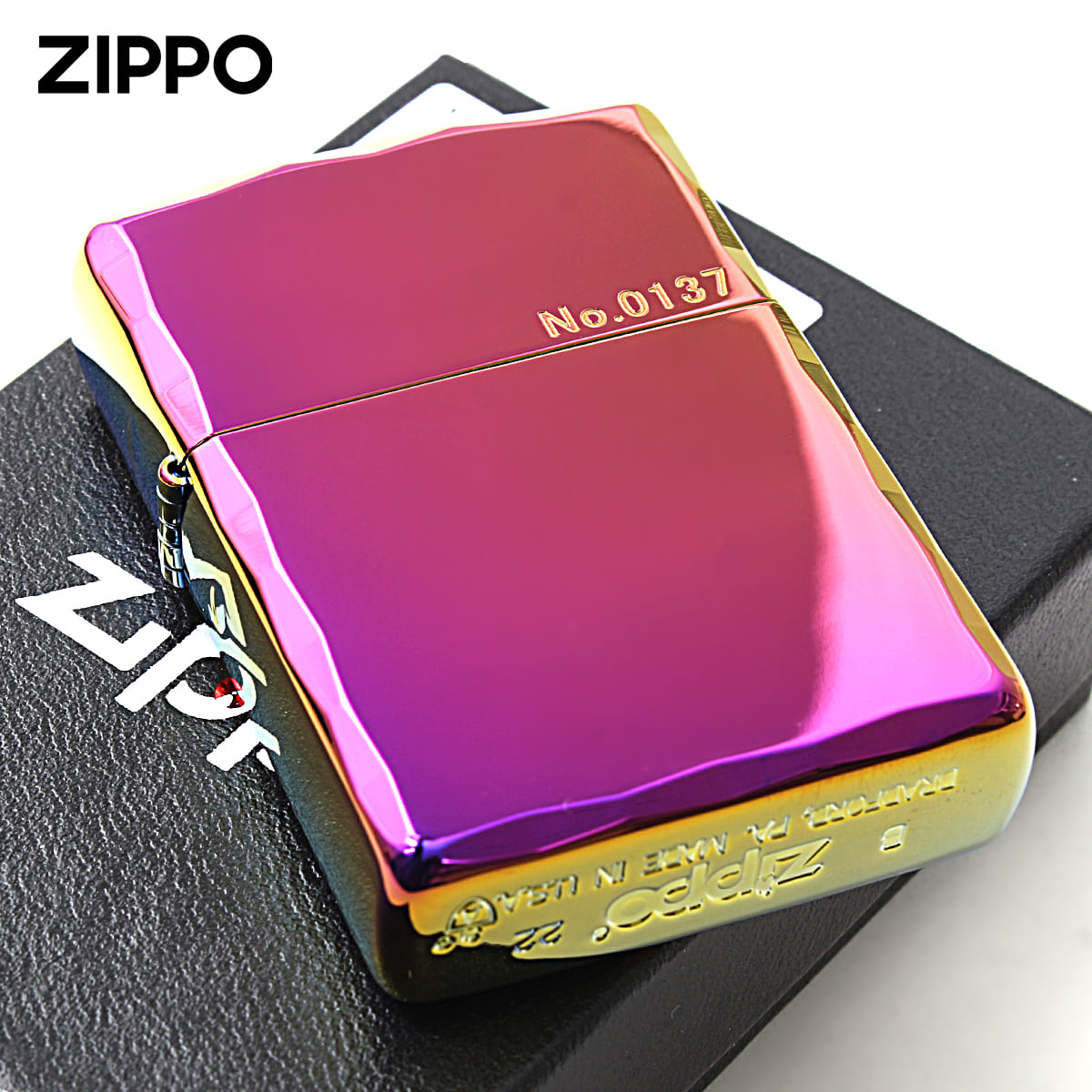 Zippo ジッポー アーマー シャインレイカット 手彫り チタンレインボー ARMOUR SHINRAY CUT TRB